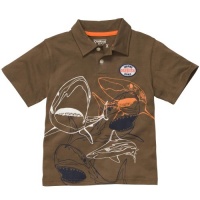 Osh Kosh B'Gosh Short Sleeve Graphic Polo - Sharks - Brown - 18 Months Osh Kosh B'Gosh Short Sleeve Graphic Polo - Sharks - Brown - 18 Months