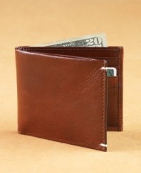 Avoid the back-pocket bulge and take just the essentials in this slim billfold wallet from Tasso Elba.