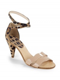 THE LOOKDouble patent leather top strapsLeopard-print suede backstay and crisscross ankle strapLeopard-print suede cone heel, 3¼ (80mm)THE MATERIALPatent leather and suede upperLeather lining and soleORIGINImported THE LOOKDouble patent leather top strapsLeopard-print suede backstay and crisscross ankle strapLeopard-print suede cone heel, 3¼ (80mm)THE MATERIALPatent leather and suede upperLeather lining and soleORIGINImported