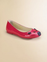 Utterly enchanting patent leather ballerina flats with mouse detail adds an adorable touch to any outfit.Slip-onPatent leather upperLeather liningRubber solePadded insoleImported Utterly enchanting patent leather ballerina flats with mouse detail adds an adorable touch to any outfit.Slip-onPatent leather upperLeather liningRubber solePadded insoleImported