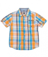 Nautica Sain't Carib S/S Button-Down Shirt (Sizes 4 - 7X) - orange, 5 - 6