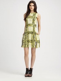 Styled in a majorly graphic print that adds a modern touch, this punk-proper silhouette has a timeless pleated skirt and slash pockets. RoundneckSleevelessSlash pocketsPleated skirtExposed back zipperAbout 20 from natural waist95% silk/5% LycraDry cleanImportedModel shown is 5'10 (177cm) wearing US size 2.OUR FIT MODEL RECOMMENDS ordering true size. Styled in a majorly graphic print that adds a modern touch, this punk-proper silhouette has a timeless pleated skirt and slash pockets. RoundneckSleevelessSlash pocketsPleated skirtExposed back zipperAbout 20 from natural waist95% silk/5% LycraDry cleanImportedModel shown is 5'10 (177cm) wearing US size 2.OUR FIT MODEL RECOMMENDS ordering true size.