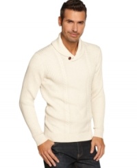 Put a twist on the classic cool-weather look with this shawl-collar sweater from Tasso Elba. Put a twist on the classic cool-weather look with this shawl-collar sweater from Tasso Elba.