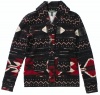 Lauren Jeans Co. Women's Southwest-Print Shawl-Collar Fleece Cardigan Sweater (Black Multi) (X-Small)