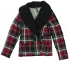 Lauren Ralph Lauren Women's Fleece Faux-Shearling Shawl-Collar Plaid Sweatshirt (Black Multi) (Small)