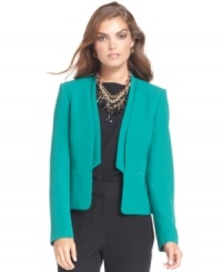 Bright teal wakes up a boardroom. Nine West's menswear-inspired blazer might borrow from the boys, but the look is all-woman. Bright teal wakes up a boardroom. Nine West's menswear-inspired blazer might borrow from the boys, but the look is all-woman.