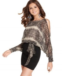 Could this dress be any hotter!? Snakeskin-print blouson top. Hip-hugging pencil skirt. Airy dolman sleeves with shoulder-exposing cutouts. This is the must-have dress of the season! Could this dress be any hotter!? Snakeskin-print blouson top. Hip-hugging pencil skirt. Airy dolman sleeves with shoulder-exposing cutouts. This is the must-have dress of the season!