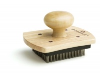 Pizzacraft PC0206 4 x 5 Hardwood Handled Pizza Stone Scrubber Brush with Stainless Steel Bristles Pizzacraft PC0206 4 x 5 Hardwood Handled Pizza Stone Scrubber Brush with Stainless Steel Bristles