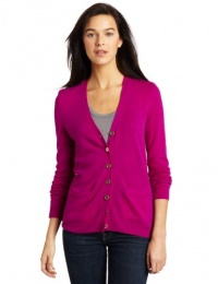 Christopher Fischer Women's 100% Cashmere Long-Sleeve Solid V-Neck Cardigan With Gold Buttons Christopher Fischer Women's 100% Cashmere Long-Sleeve Solid V-Neck Cardigan With Gold Buttons