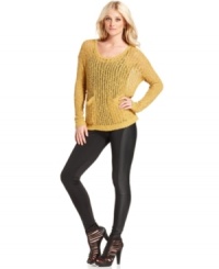 Rock your hottest tops with Kensie's must-have leggings, featuring faux leather insets! Rock your hottest tops with Kensie's must-have leggings, featuring faux leather insets!