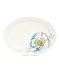 A blossom unfolds across this Rose oval platter, a fresh and beautiful way to serve guests. Coordinate with other Edie Rose by Rachel Bilson dinnerware and serveware to create your own tabletop garden. A blossom unfolds across this Rose oval platter, a fresh and beautiful way to serve guests. Coordinate with other Edie Rose by Rachel Bilson dinnerware and serveware to create your own tabletop garden.