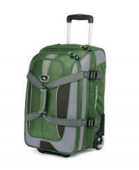 Whatever travel throws your way, always carry on with the 2-in-1 convenience of this rolling duffel and backpack. Removable straps make the change almost instantly, putting comfort first when you're carrying all of your necessities in large main or drop-bottom compartments. Hold-down straps, a zippered divider panel, mesh pockets and more make this the perfect companion for traveling light and prepared. Lifetime limited warranty. Whatever travel throws your way, always carry on with the 2-in-1 convenience of this rolling duffel and backpack. Removable straps make the change almost instantly, putting comfort first when you're carrying all of your necessities in large main or drop-bottom compartments. Hold-down straps, a zippered divider panel, mesh pockets and more make this the perfect companion for traveling light and prepared. Lifetime limited warranty.