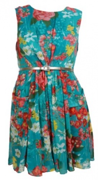 Evan Picone Women's Belted Chiffon Floral Dress Evan Picone Women's Belted Chiffon Floral Dress
