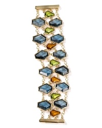 Bold gemstones make this ABS by Allen Schwartz bracelet an effortless, color-pop showpiece, cast in 12-karat gold plated metal.
