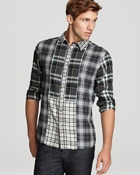 An assortment of plaid patterns congregate on this high-style button-down from Edun. But don't worry – the reserved tones keep everything in check. Wear with jeans for a relaxed, modern look. An assortment of plaid patterns congregate on this high-style button-down from Edun. But don't worry – the reserved tones keep everything in check. Wear with jeans for a relaxed, modern look.