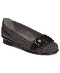 Get lost in the details. Aerosoles' Raspberry flats feature a self-covered button detail on the vamp and a durable rubber sole. Get lost in the details. Aerosoles' Raspberry flats feature a self-covered button detail on the vamp and a durable rubber sole.