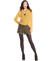 Layer them over tights! These wool-blend tweed Kensie shorts feature faux-leather trim for a hot fall look! Layer them over tights! These wool-blend tweed Kensie shorts feature faux-leather trim for a hot fall look!