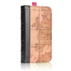 EC TECHNOLOGY 5 in 1 Retro map pattern Genuine handmade leather case for iphone 5