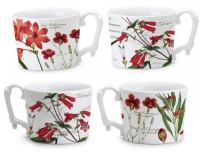 Les Fleurs En Rouge Mugs, Set of 4, Assorted Designs, Gift Box Les Fleurs En Rouge Mugs, Set of 4, Assorted Designs, Gift Box