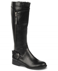 Zipper and buckle accents on the shaft of Life Stride's X-treme #2 wide calf boots gives this stylish pair an interesting sense of texture and shine. Zipper and buckle accents on the shaft of Life Stride's X-treme #2 wide calf boots gives this stylish pair an interesting sense of texture and shine.
