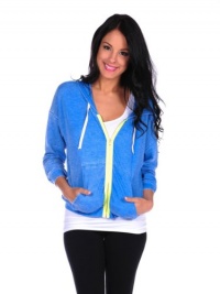 Vintage Havana Womens Thermal Neon Zip Hoodie - Blue - Small Vintage Havana Womens Thermal Neon Zip Hoodie - Blue - Small