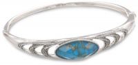 Judith Jack It's Time Sterling Silver, Marcasite and Turquoise Oval Bangle Bracelet, 2.7 Judith Jack It's Time Sterling Silver, Marcasite and Turquoise Oval Bangle Bracelet, 2.7