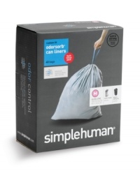A total refresh. Infused with charcoal, these liners naturally absorb and can any unsavory odors for a remarkably fresh approach to taking out the trash. Durable plastic, thick double seams and easy-lift drawstrings make each liner an easy addition to your space. A total refresh. Infused with charcoal, these liners naturally absorb and can any unsavory odors for a remarkably fresh approach to taking out the trash. Durable plastic, thick double seams and easy-lift drawstrings make each liner an easy addition to your space.