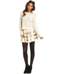 Textural tiers and high-shine sequined panels make this Free People A-line skirt a standout pick for hot winter style!