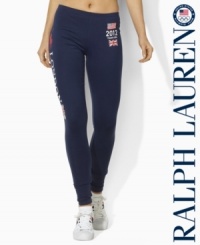 Designed in a season-spanning jersey knit with a hint of ultra-comfortable stretch, Ralph Lauren's essential legging is emboldened with country graphics, celebrating Team USA's participation in the 2012 Olympic Games. Designed in a season-spanning jersey knit with a hint of ultra-comfortable stretch, Ralph Lauren's essential legging is emboldened with country graphics, celebrating Team USA's participation in the 2012 Olympic Games.