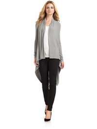 THE LOOKRibbed constructionDraped, open frontLong sleevesTHE FITAbout 36 from shoulder to hemTHE MATERIAL95% viscose/5% spandexCARE & ORIGINMachine washMade in USAModel shown is 5'9½ (176cm) wearing US size Small. 