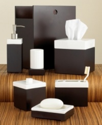 Bring the luxuriousness of the spa to your bath with this Standard Suite tissue cover. Chocolate-stained veneer is offset by pristine white ceramic creating a simple, yet sophisticated look. Bring the luxuriousness of the spa to your bath with this Standard Suite tissue cover. Chocolate-stained veneer is offset by pristine white ceramic creating a simple, yet sophisticated look.