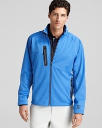 Head out with the Highland Jacket from Zero Restriction. A mock collar, fleece-lined cuffs and a vertical zip pocket bring sport-smart style to your look. Head out with the Highland Jacket from Zero Restriction. A mock collar, fleece-lined cuffs and a vertical zip pocket bring sport-smart style to your look.
