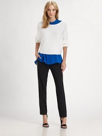 Ribbed and textured cotton is shaped in a relaxed fit pullover style destined to be a wardrobe favorite.BoatneckLong sleevesAbout 28 from shoulder to hemCottonDry cleanImported Model shown is 5'10 (180cm) wearing a US size Small. Ribbed and textured cotton is shaped in a relaxed fit pullover style destined to be a wardrobe favorite.BoatneckLong sleevesAbout 28 from shoulder to hemCottonDry cleanImported Model shown is 5'10 (180cm) wearing a US size Small.