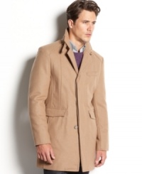 Perfect for a night on the town, this stylish Kenneth Cole wool-blend walking coat was made for showing off. Perfect for a night on the town, this stylish Kenneth Cole wool-blend walking coat was made for showing off.