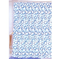 Carnation Home Fashions Blue Circles Stall Printed Fabric Shower Curtain, 54-Inch by 78-Inch Carnation Home Fashions Blue Circles Stall Printed Fabric Shower Curtain, 54-Inch by 78-Inch