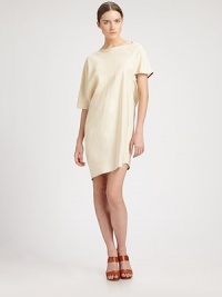 This blousy, oversized design features an intriguing asymmetrical cut, and is rendered in supple silk.Jewel necklineDolman sleeves; one short, one elbow-lengthAsymmetrical seamsAsymmetrical hemlineAbout 20 from natural waistSilkDry cleanMade in Italy of imported fabricModel shown is 5'11½ (181cm) wearing US size 4. This blousy, oversized design features an intriguing asymmetrical cut, and is rendered in supple silk.Jewel necklineDolman sleeves; one short, one elbow-lengthAsymmetrical seamsAsymmetrical hemlineAbout 20 from natural waistSilkDry cleanMade in Italy of imported fabricModel shown is 5'11½ (181cm) wearing US size 4.