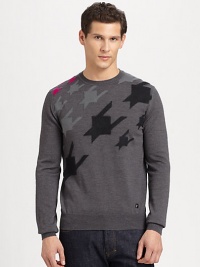 An exploded houndstooth-inspired pattern elevates this finespun Italian wool pullover.Rib-knit crewneck, cuffs and hemWoolDry cleanMade in Italy An exploded houndstooth-inspired pattern elevates this finespun Italian wool pullover.Rib-knit crewneck, cuffs and hemWoolDry cleanMade in Italy
