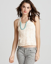 Free People Top - Toosaloosa Floral Lace Tank