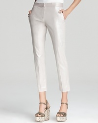 Metallic French Connection pants add a strike of silver to your wardrobe for an illuminating lift to your capsule collection. Metallic French Connection pants add a strike of silver to your wardrobe for an illuminating lift to your capsule collection.