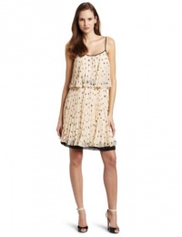 HALSTON HERITAGE Women's Tiered Pleated Dress, Chalk, Small HALSTON HERITAGE Women's Tiered Pleated Dress, Chalk, Small