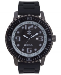 Durable steel in bold black tones create this casual watch from Izod. Durable steel in bold black tones create this casual watch from Izod.