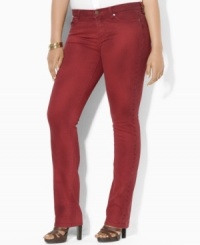 Lauren Jeans Co.'s essential denim jean features a slim, straight leg and a hint of stretch for a versatile, modern look. Lauren Jeans Co.'s essential denim jean features a slim, straight leg and a hint of stretch for a versatile, modern look.