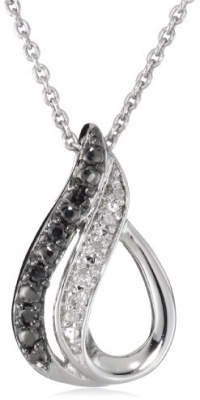 Sterling Silver Black and White Diamond Accent Drop Pendant Necklace (.05 cttw, I-J Color, I2-I3 Clarity), 18