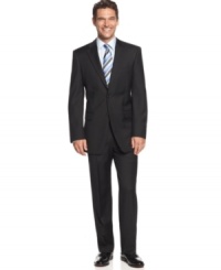 With a distinguished herringbone in classic black, this Jones New York suit will be your new dresswear standout. With a distinguished herringbone in classic black, this Jones New York suit will be your new dresswear standout.