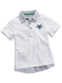 GUESS Kids Boys Little Boy Shirttail Two-fer Polo, WHITE (4) GUESS Kids Boys Little Boy Shirttail Two-fer Polo, WHITE (4)