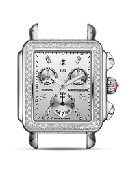 Take your time with this Michele watch, classically crafted in chrome with sapphire crystal accents and a diamond rimmed case. A series of interchangeable bands allows you to make this piece personal.