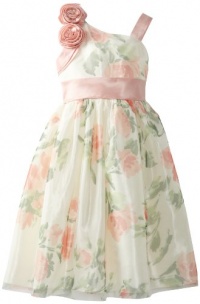 Jayne Copeland Girls 7-16 Floral Print Mesh With Rose Detail, Ivory, 7 Jayne Copeland Girls 7-16 Floral Print Mesh With Rose Detail, Ivory, 7