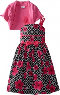 Jayne Copeland Girls 7-16 Floral Print Dress With Bow And Cover Up, Magenta, 8 Jayne Copeland Girls 7-16 Floral Print Dress With Bow And Cover Up, Magenta, 8