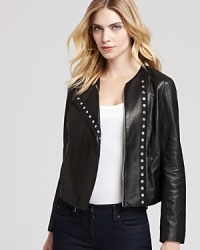 DIANE von FURSTENBERG elevates the classic leather jacket in a buttery-soft, ultra-minimalist silhouette that works both dressed up and down. DIANE von FURSTENBERG elevates the classic leather jacket in a buttery-soft, ultra-minimalist silhouette that works both dressed up and down.