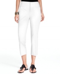 A clean, wide waistband and welt pockets give INC's petite cropped pants sleek minimalist appeal. A clean, wide waistband and welt pockets give INC's petite cropped pants sleek minimalist appeal.